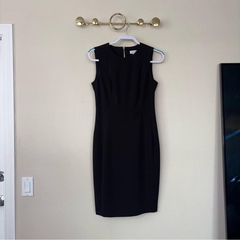 CALVIN KLEIN Black Sleeveless Dress w/exposed gold zipper